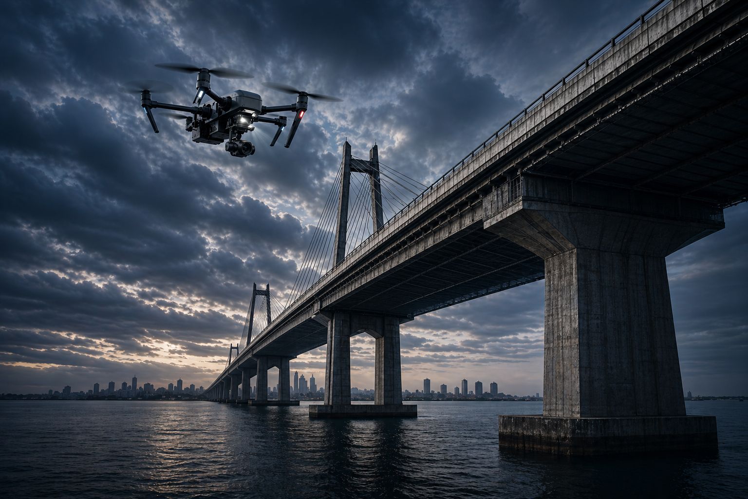 hero image of bridge and drone